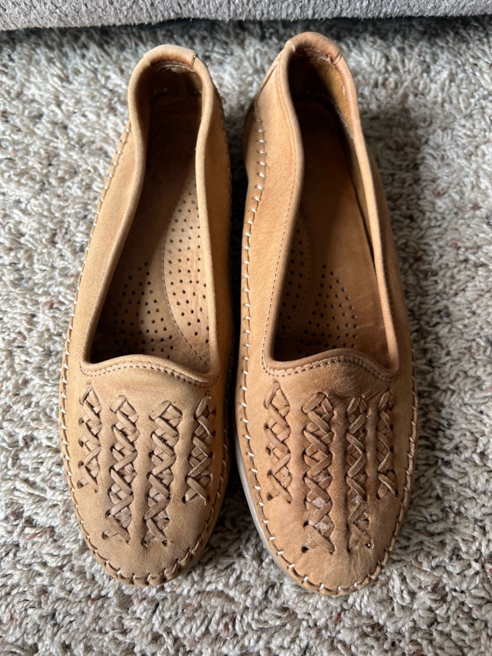 Dexter Women's Tan Woven Suede Slip-On Moccasins